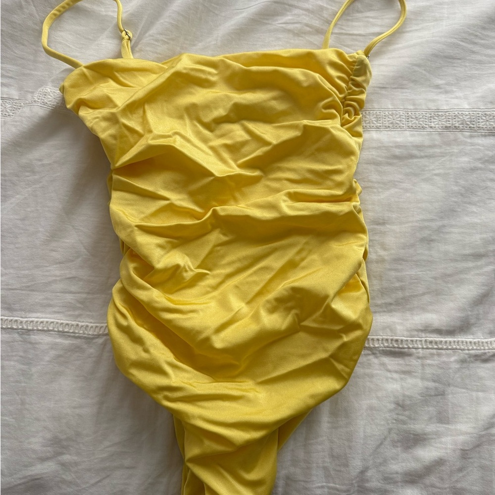 Belle yellow one piece swim suit free people unworn with tags